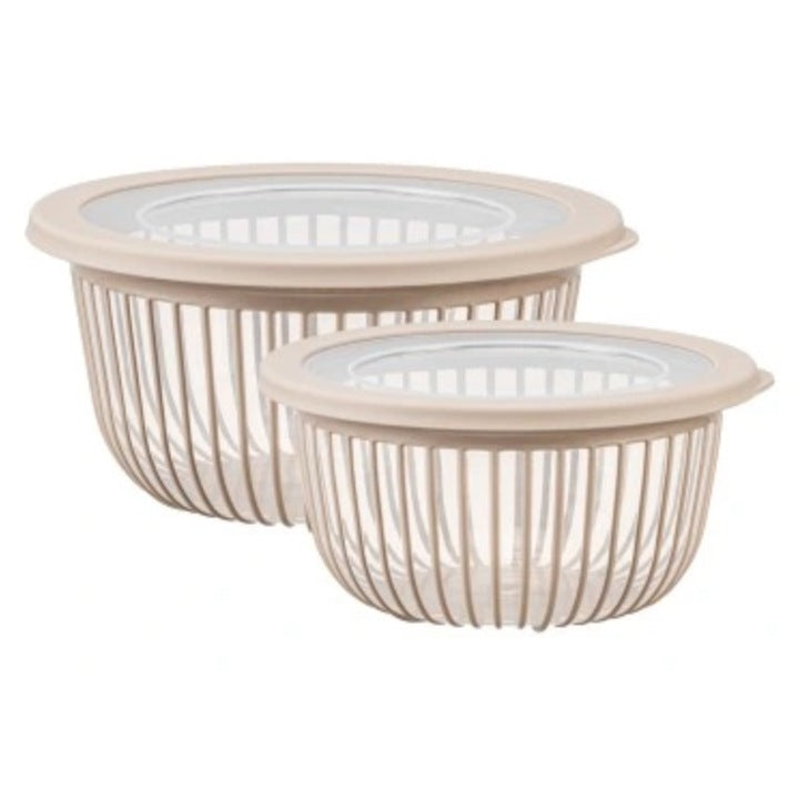 Set 2 boluri cu capac, 2L & 3L, CRALEX STRATO, bej, multifunctionale, calitate extra