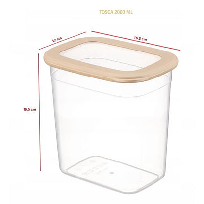 Set 6 Recipiente Alimentare CRALEX Tosca - 2L, Stivuibile, Fara BPA, Bej