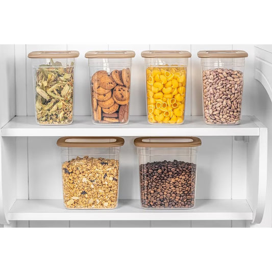 Set 6 Recipiente Alimentare CRALEX Tosca - 2L, Stivuibile, Fara BPA, Bej